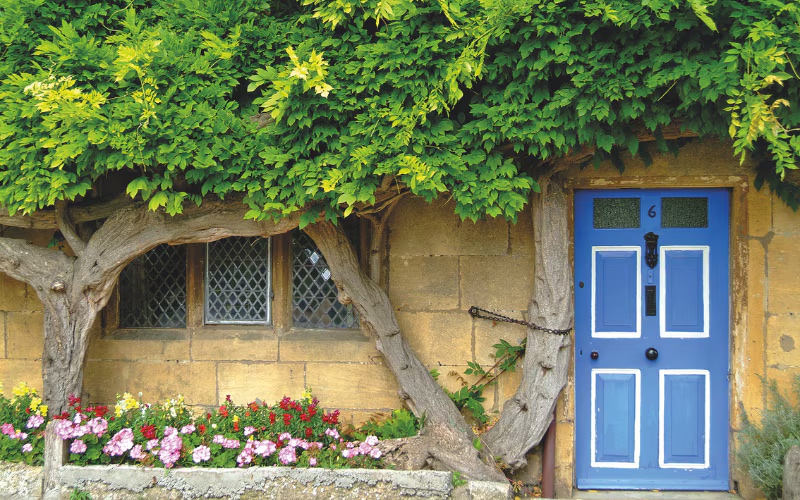 Traditional Cotswold stone village scene